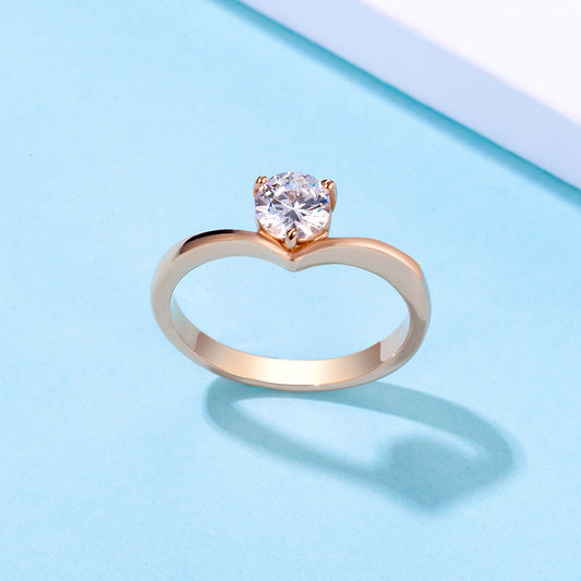 Anello di fidanzamento con zirconi intarsiato in acciaio al titanio